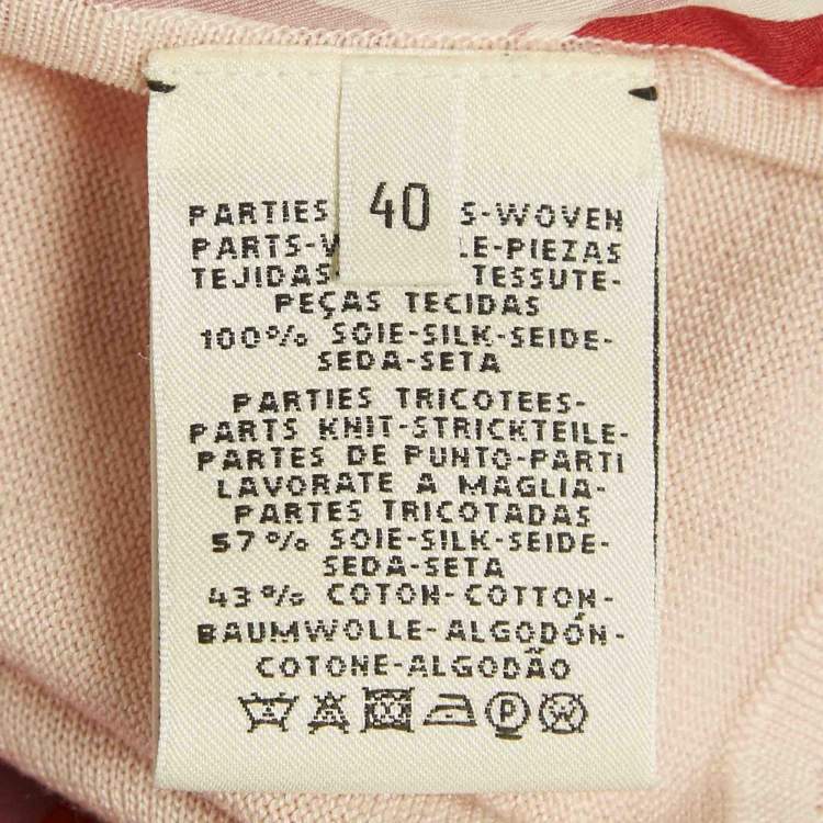 Pre Owned Hermes Pink Silk and Knit Birds de Gala par Top M
