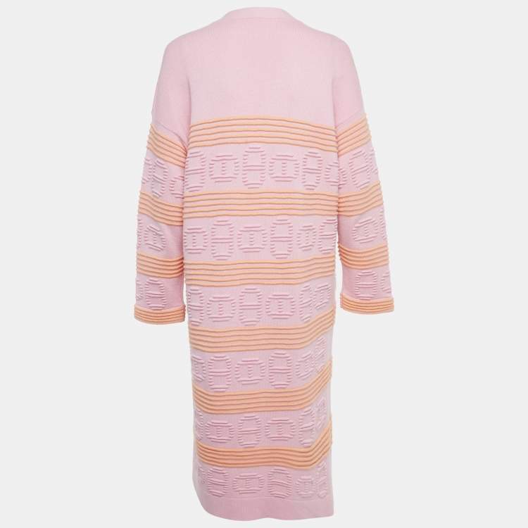 Pre Owned Hermes Pink / Orange Cashmere Knit Long Cardigan S