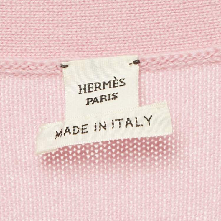 Pre Owned Hermes Pink / Orange Cashmere Knit Long Cardigan S