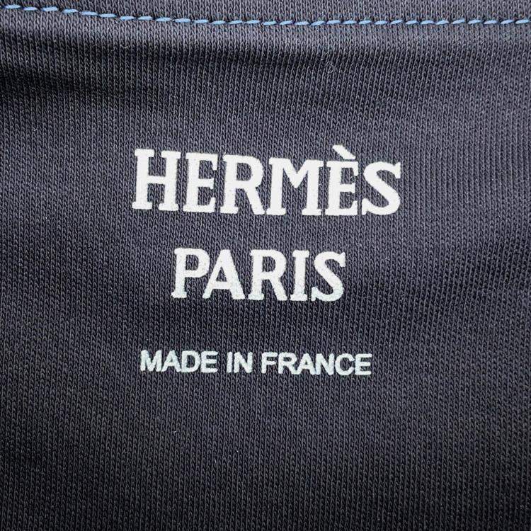 Pre Owned Hermes Micro T-Shirt "Cartouche" Candy Libris  Blue Noir Cotton100% M