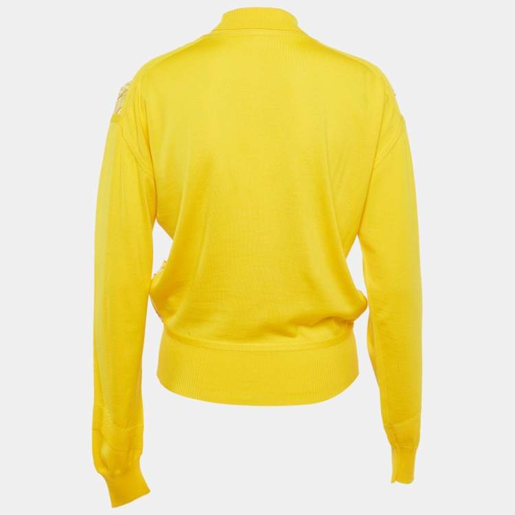 Pre Owned Hermes Yellow Silk & Wool Twillaine High Neck Sweater S
