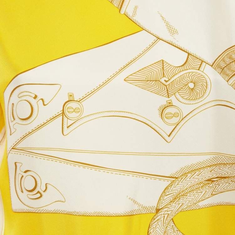 Pre Owned Hermes Yellow Silk & Wool Twillaine High Neck Sweater S