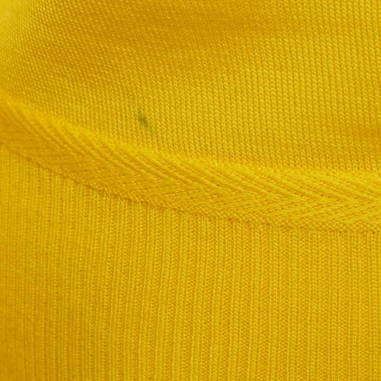 Pre Owned Hermes Yellow Silk & Wool Twillaine High Neck Sweater S