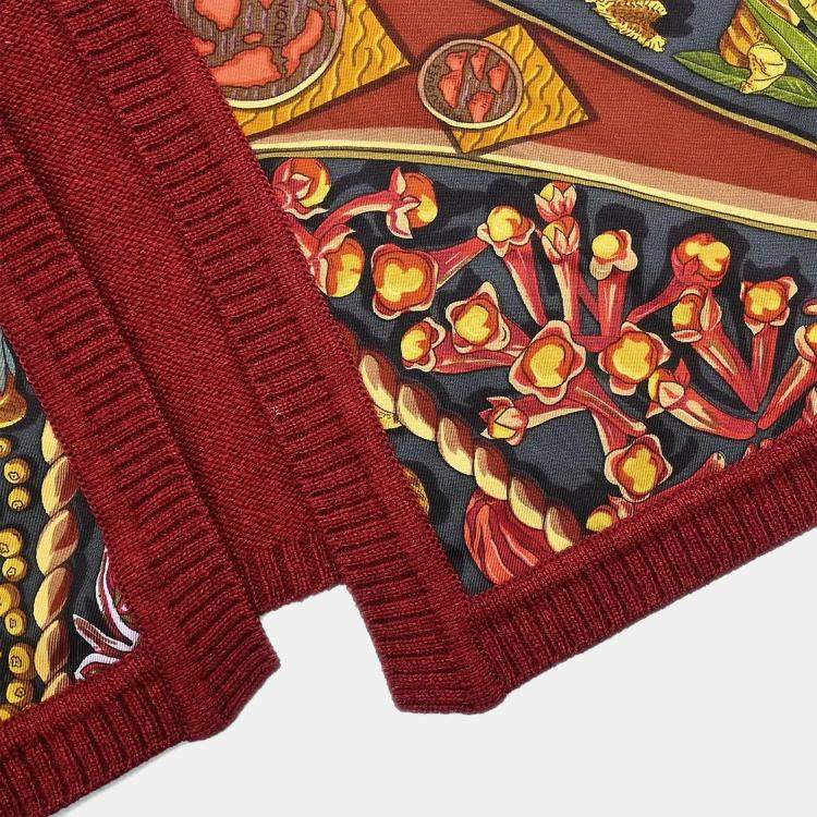 Pre Owned Hermes Ensemble Cardigan Sleeveless Top Bordeaux M