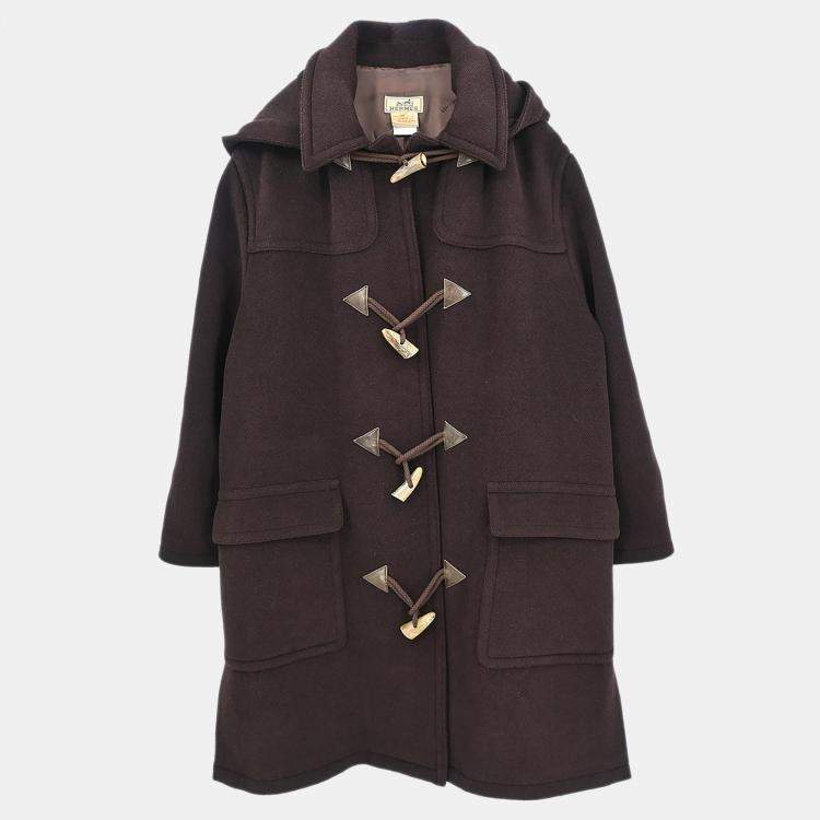 Pre Owned معطف هيرميس دافل بني مقاس 52