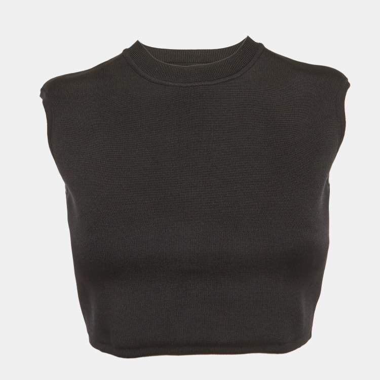 Pre Owned Hermes Black Knit Sleeveless Crop Top M