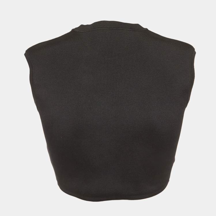 Pre Owned Hermes Black Knit Sleeveless Crop Top M