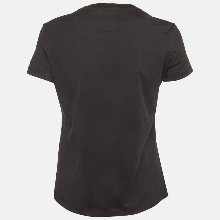 Pre Owned Hermes Black Cotton Pocket Detail T-Shirt S