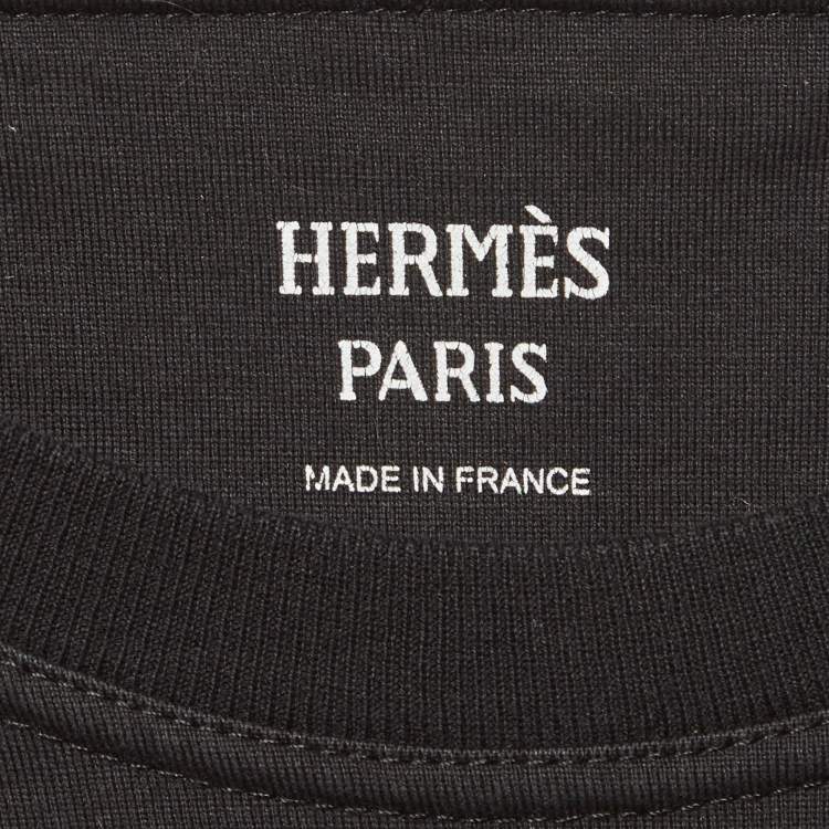 Pre Owned Hermes Black Cotton Pocket Detail T-Shirt S