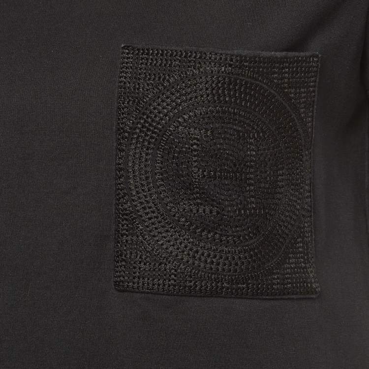 Pre Owned Hermes Black Cotton Pocket Detail T-Shirt S