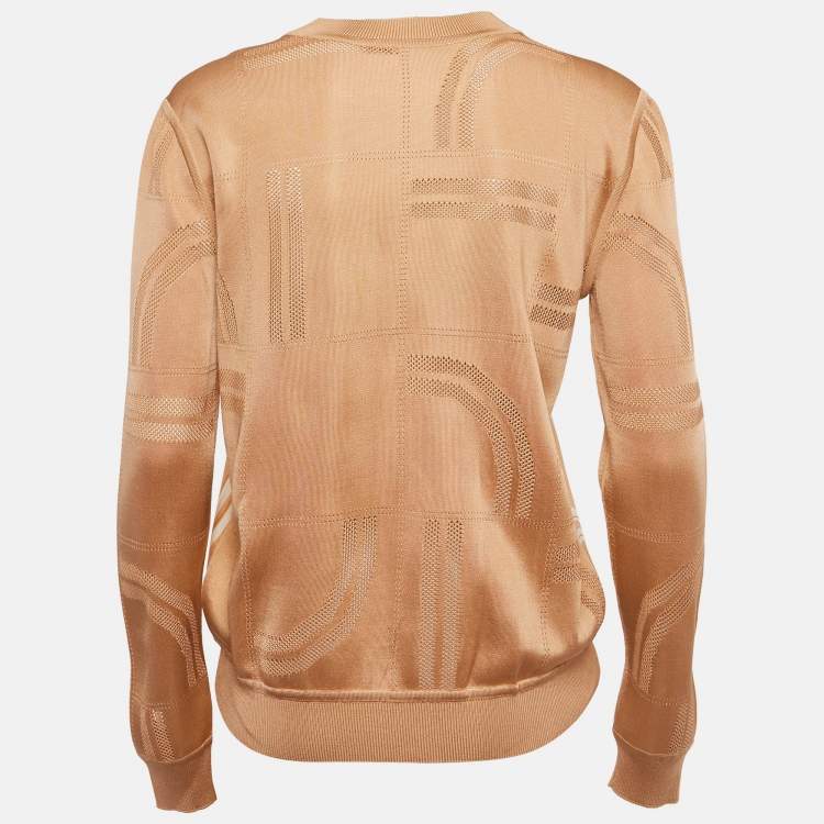 Pre Owned Hermes Beige Jersey & Silk Desordre Finesse Twillreine Sweater M