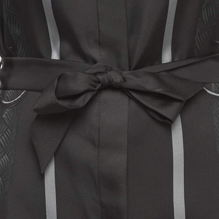Pre Owned Hermes Black Silk Palefroi Remix Shirt Dress M