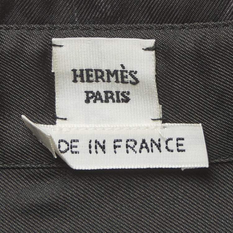 Pre Owned Hermes Black Silk Palefroi Remix Shirt Dress M