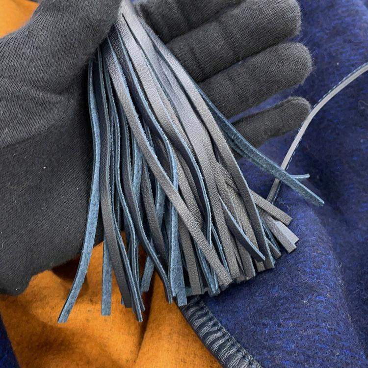 Pre Owned Hermes Poncho Highland Navy/Brown Merino Wool90% Cashmere10%