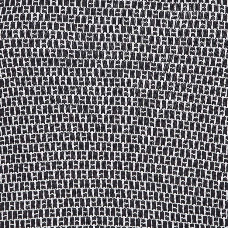 Pre Owned Hermes Black/White All Over H Cotton Knit Crew Neck T-Shirt L