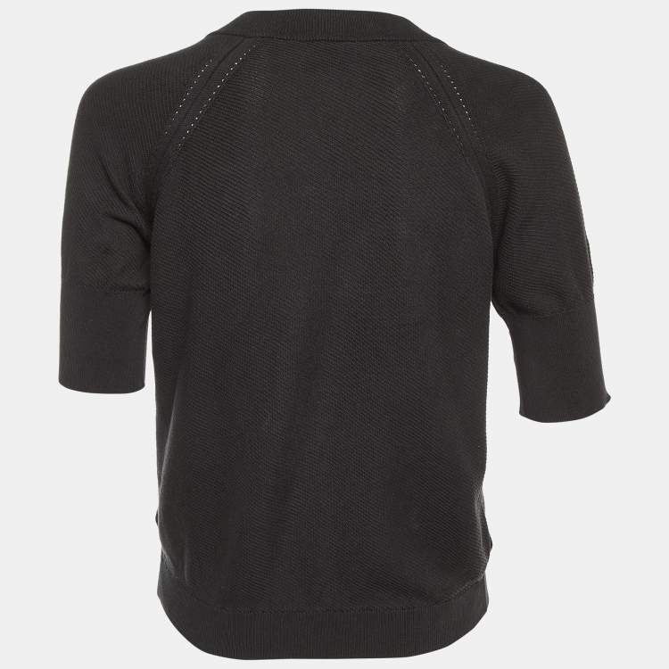 مملوكة مسبقًا Hermès Black Cotton & Silk Zip Up Jumper M