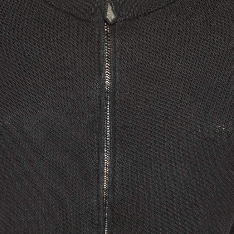 مملوكة مسبقًا Hermès Black Cotton & Silk Zip Up Jumper M