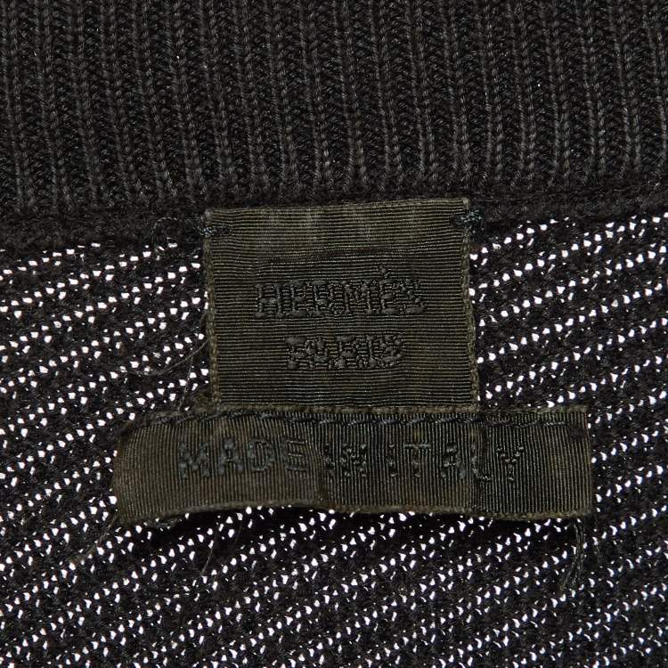 مملوكة مسبقًا Hermès Black Cotton & Silk Zip Up Jumper M