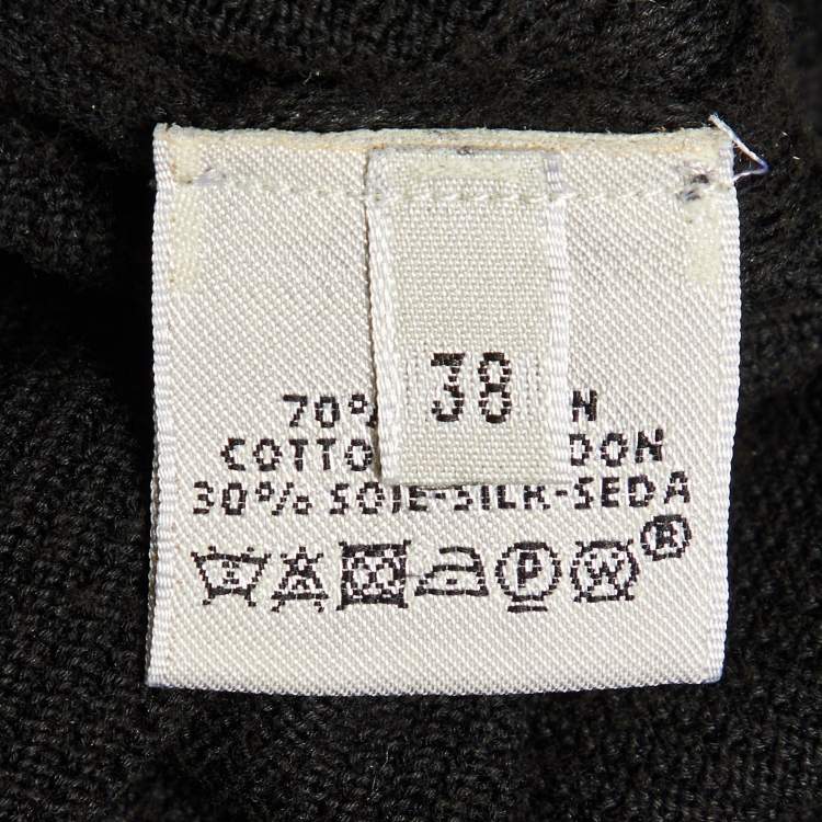 مملوكة مسبقًا Hermès Black Cotton & Silk Zip Up Jumper M
