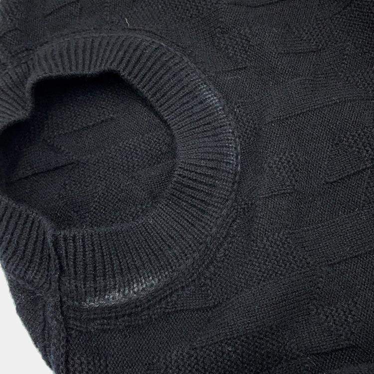 Pre Owned سترة هيرمس صوفية بنمط H مقاس 34 أسود صوف 100%