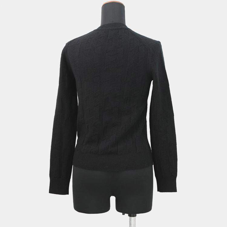 Pre Owned سترة هيرمس صوفية بنمط H مقاس 34 أسود صوف 100%