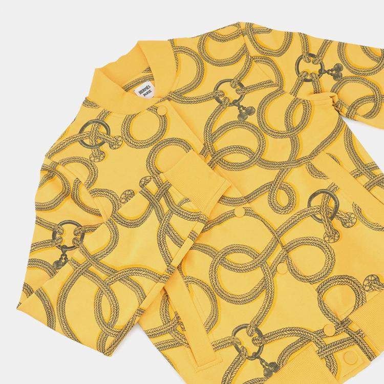 Pre Owned Hermes Parfroy Remix Teddy Blouson Size 34 Jaune Mimosa Cotton100%