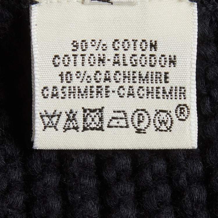 Pre Owned Hermes Black Printed Cotton and Purl Knit Long Cardigan S