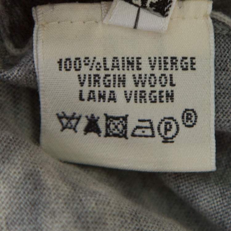 Pre Owned Hermes Grey Tie Dye Effect Wool V Neck Sweater S