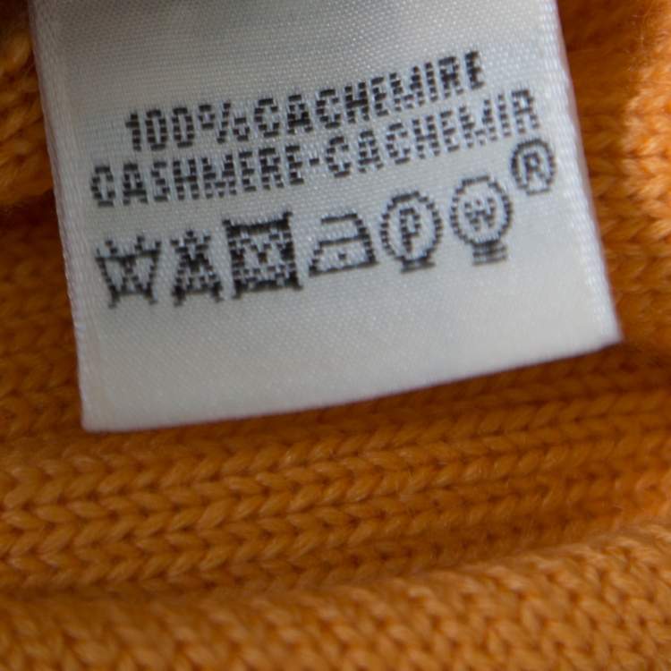 Pre Owned Hermes Yellow Cashmere Short Sleeve Sweater S