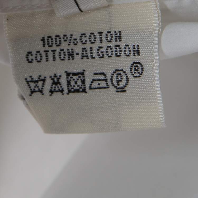 مملوكة مسبقًا Hermes White Cotton Logo Embroidered Detachable Collar Detail Shirt M