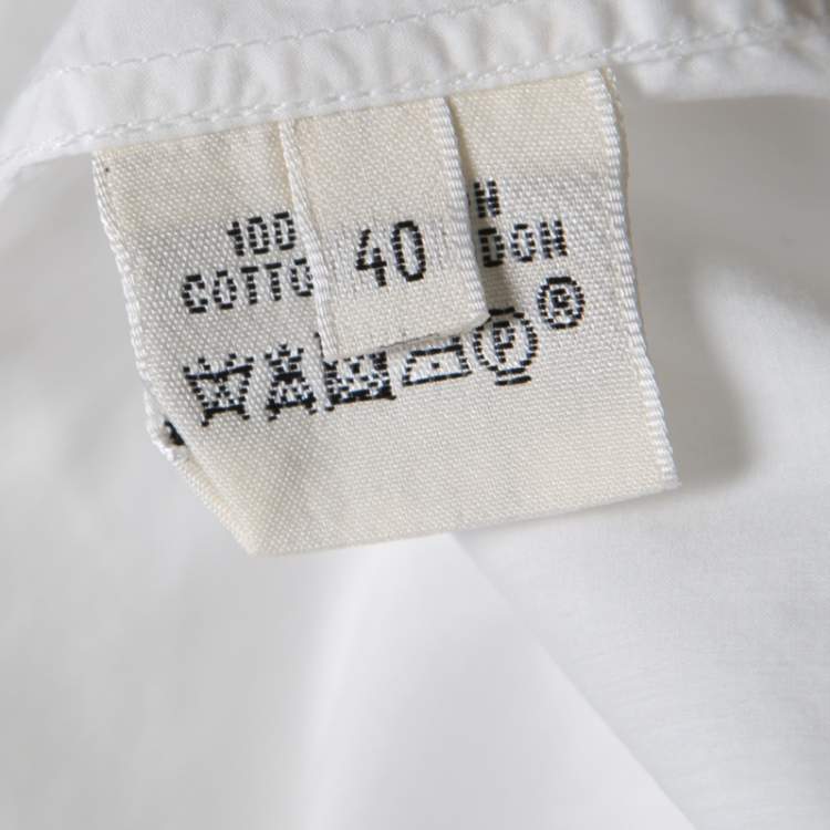 مملوكة مسبقًا Hermes White Cotton Logo Embroidered Detachable Collar Detail Shirt M