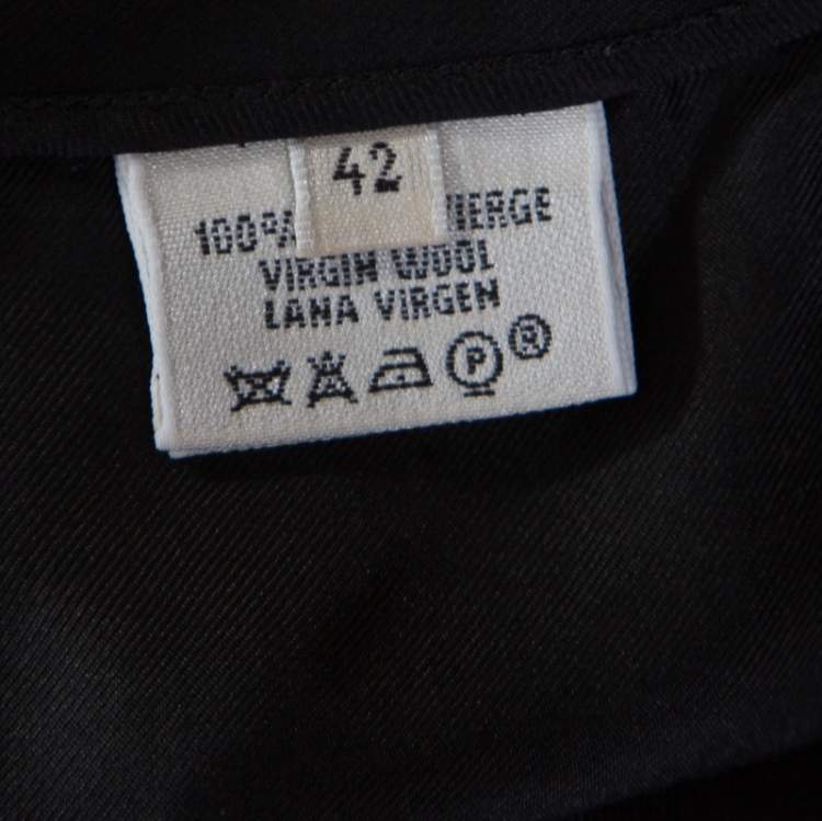 Pre Owned Hermes Black Wool Fold Over Front Pencil Skirt L