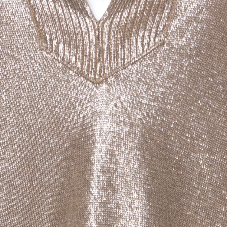 Pre Owned Hermes Metallic Silk and Lurex Knit Sweater M 