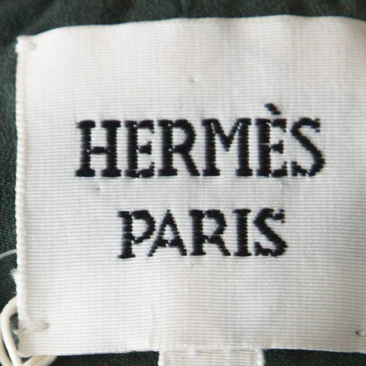 Pre Owned Hermes Green Lambskin High Waisted Slim Fit Trousers M