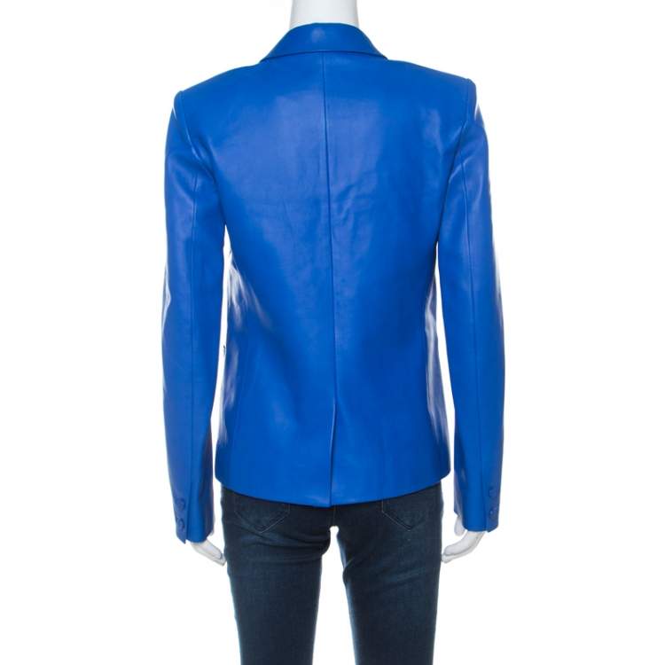 Pre Owned Hermes Blue Lambskin Blazer M