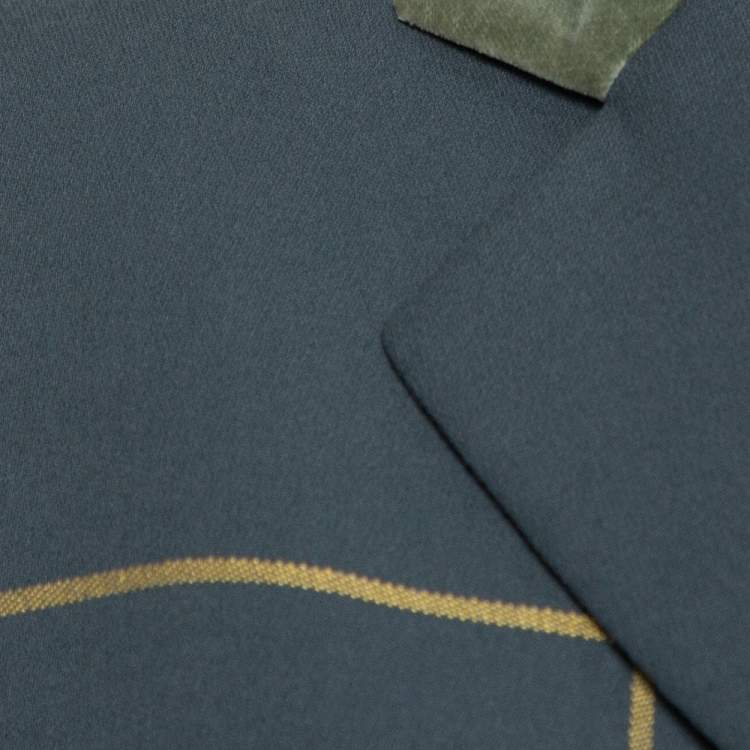 Pre Owned Hermes Uniform Green Wool & Velvet Collar Detail Knee Length Vintage Coat L