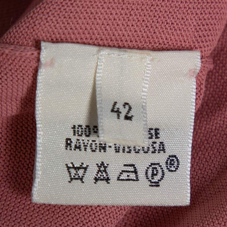Pre Owned Hermes Pink Knit Sleeve Tie Detail Top L