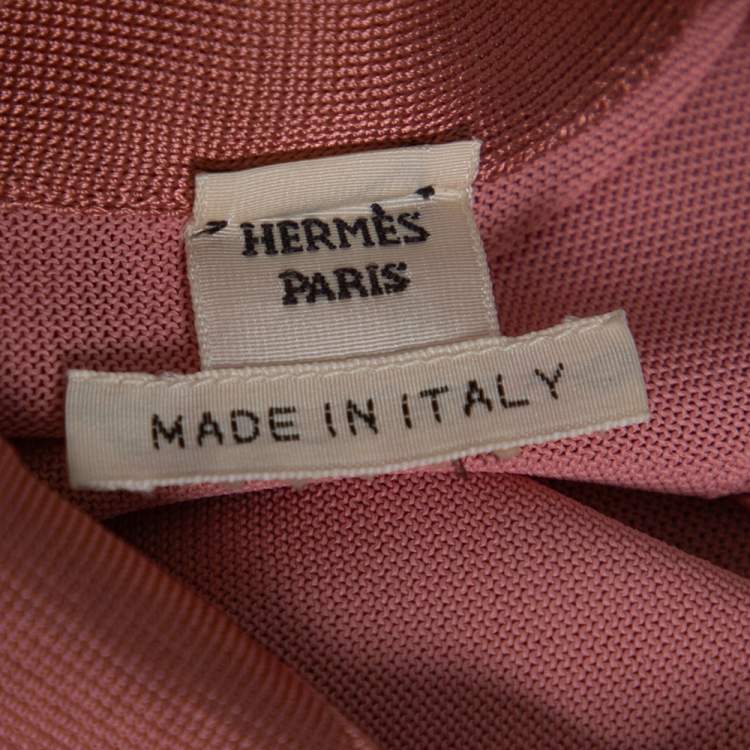 Pre Owned Hermes Pink Knit Sleeve Tie Detail Top L