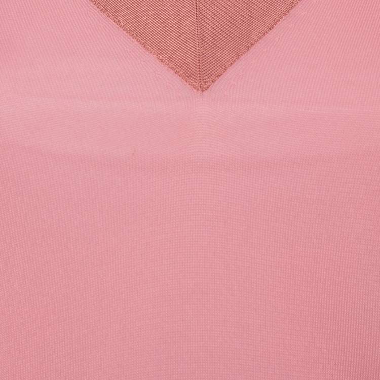 Pre Owned Hermes Pink Knit Sleeve Tie Detail Top L
