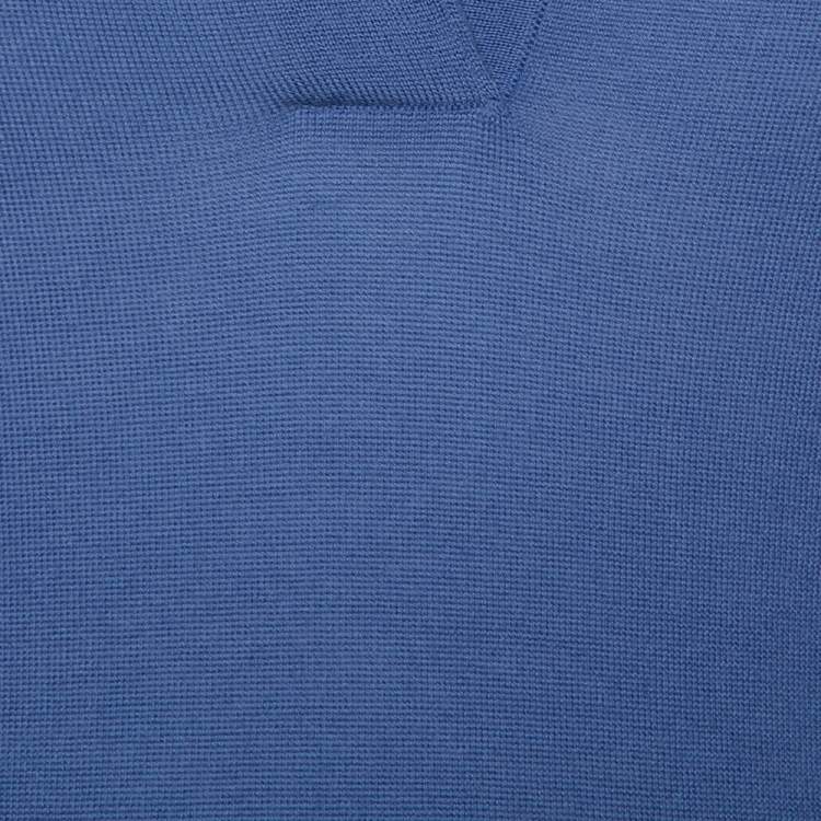 Pre Owned Hermès Blue Cashmere Sleeveless Polo T-Shirt S