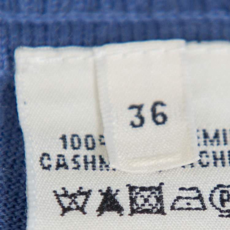 Pre Owned Hermès Blue Cashmere Sleeveless Polo T-Shirt S
