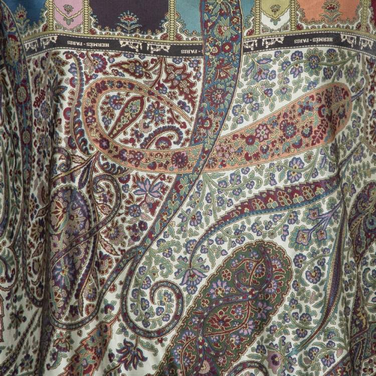 Pre Owned Hermes Multicolor Paisley Printed Knit & Cashmere Oversized Sleeveless Top S