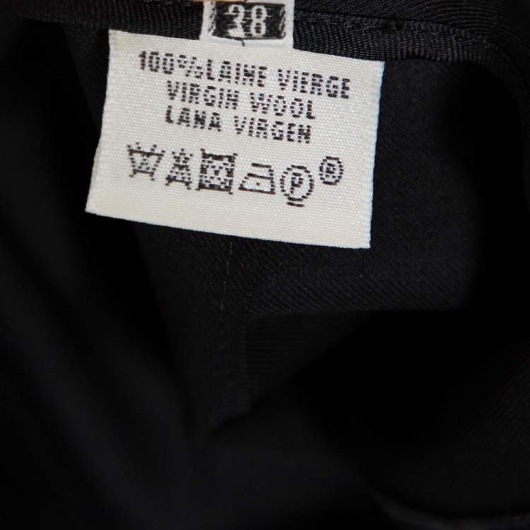 Pre Owned Hermes Black Wool Tapered Leg Trousers M