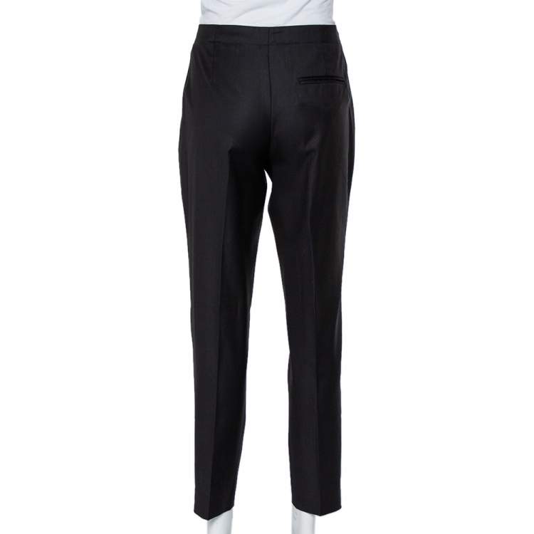 Pre Owned Hermes Black Wool Tapered Leg Trousers M