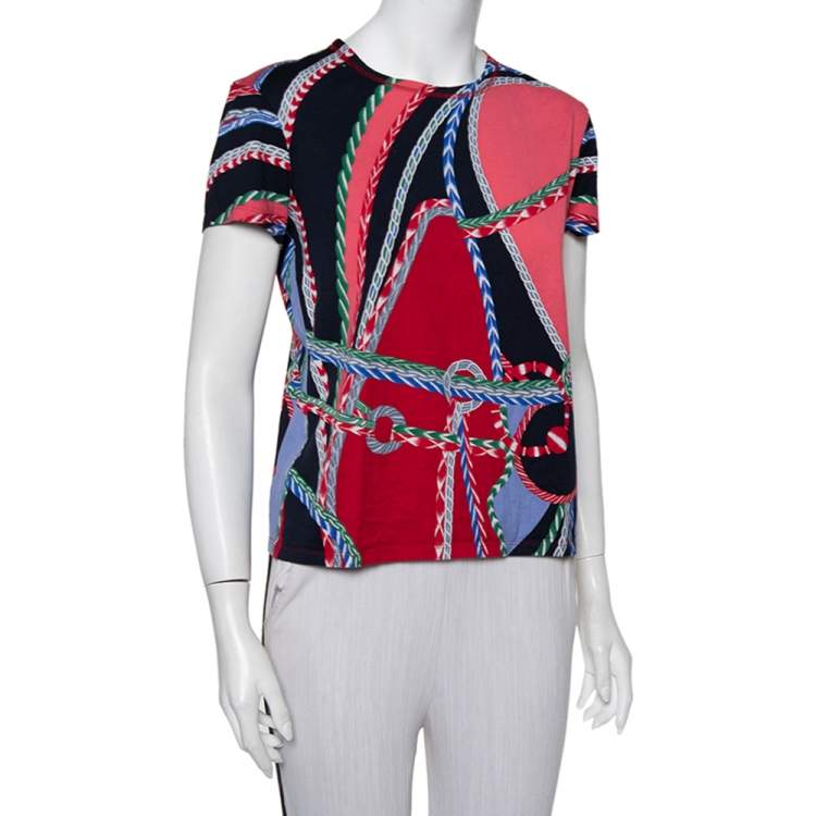 Pre Owned Hermes Multicolor Printed Cotton Short Sleeve T-Shirt M