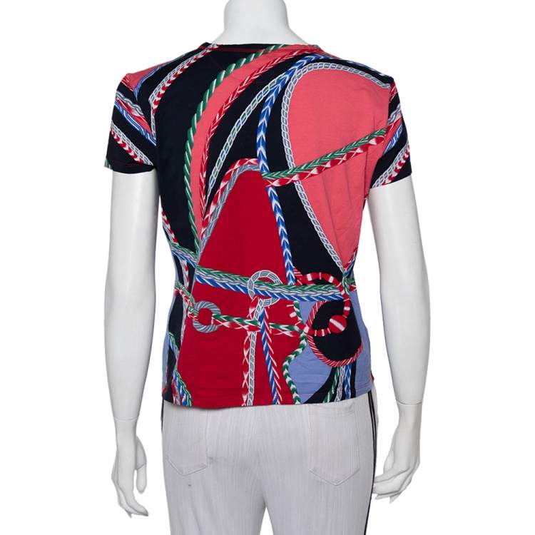 Pre Owned Hermes Multicolor Printed Cotton Short Sleeve T-Shirt M