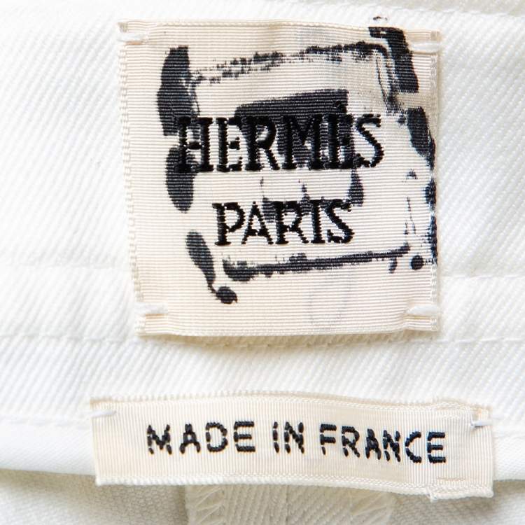 Pre Owned Hermes Ivory Cotton Twill Shorts S