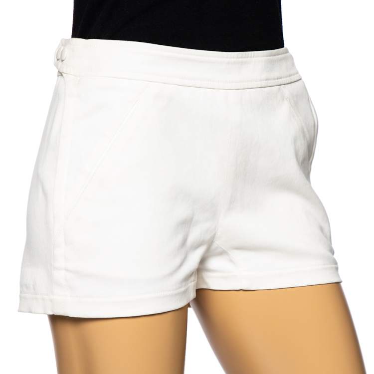 Pre Owned Hermes Ivory Cotton Twill Shorts S