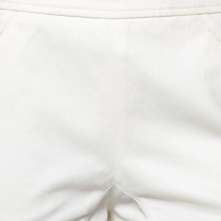 Pre Owned Hermes Ivory Cotton Twill Shorts S