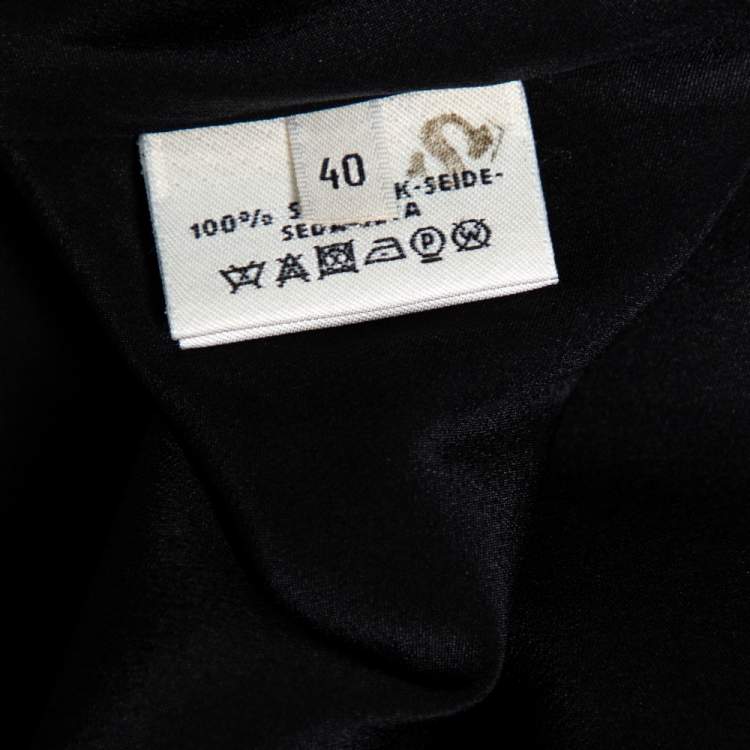 Pre Owned Hermés Black Silk Crepe Sleeveless V-neck Maxi Dress M
